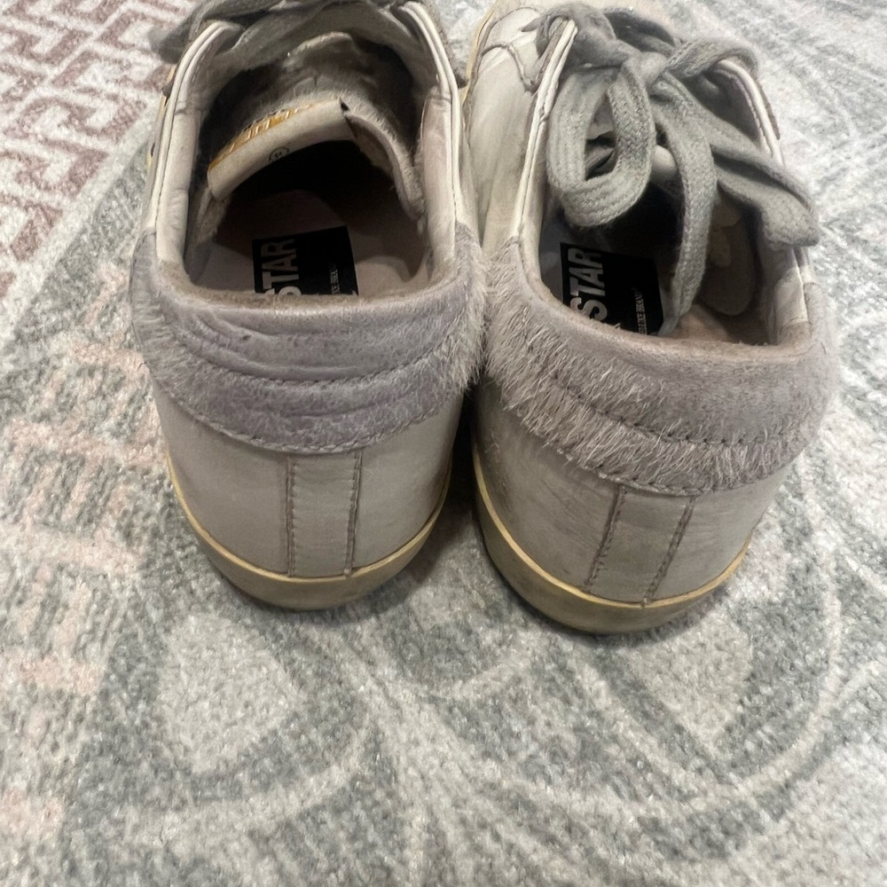 Golden Goose White Sneakers Mohair Calfskin Texture with gray STAR - Picture 4 of 6